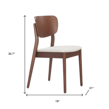 Set of Two Beige and Brown Upholstered Open Back Dining Side Chairs