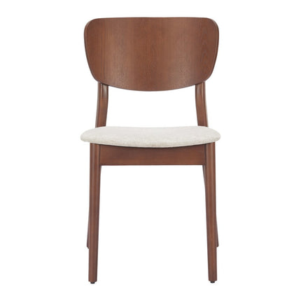 Set of Two Beige and Brown Upholstered Open Back Dining Side Chairs