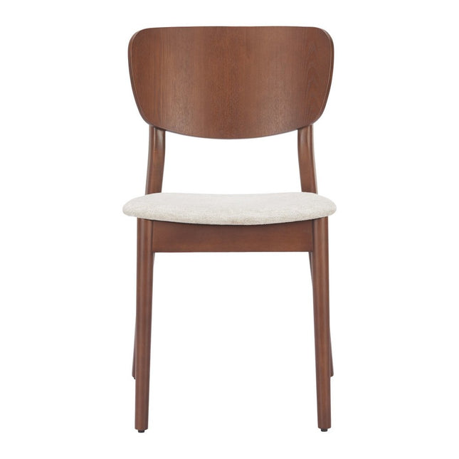 Set of Two Beige and Brown Upholstered Open Back Dining Side Chairs HomeRoots