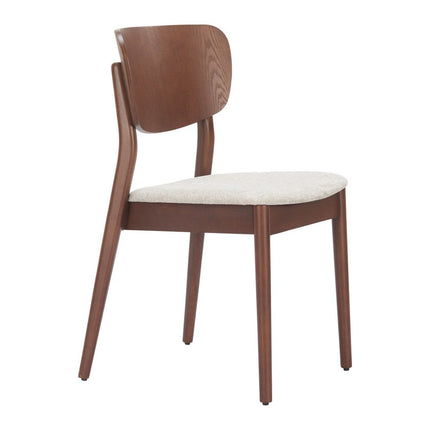 Set of Two Beige and Brown Upholstered Open Back Dining Side Chairs