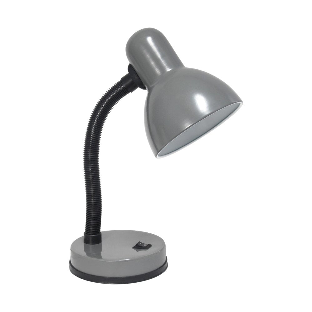 14" Gray Metal Swing Arm Table Lamp LED