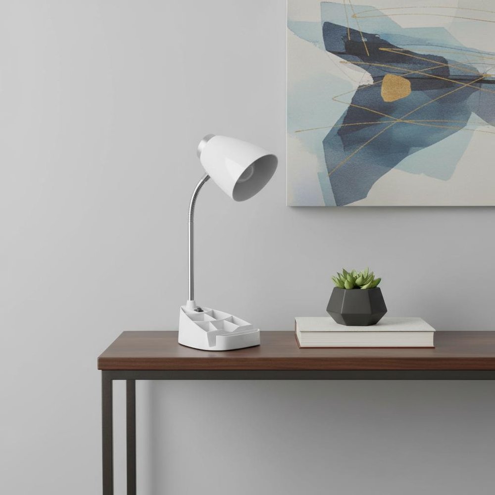 19" White Swing Arm Table Lamp