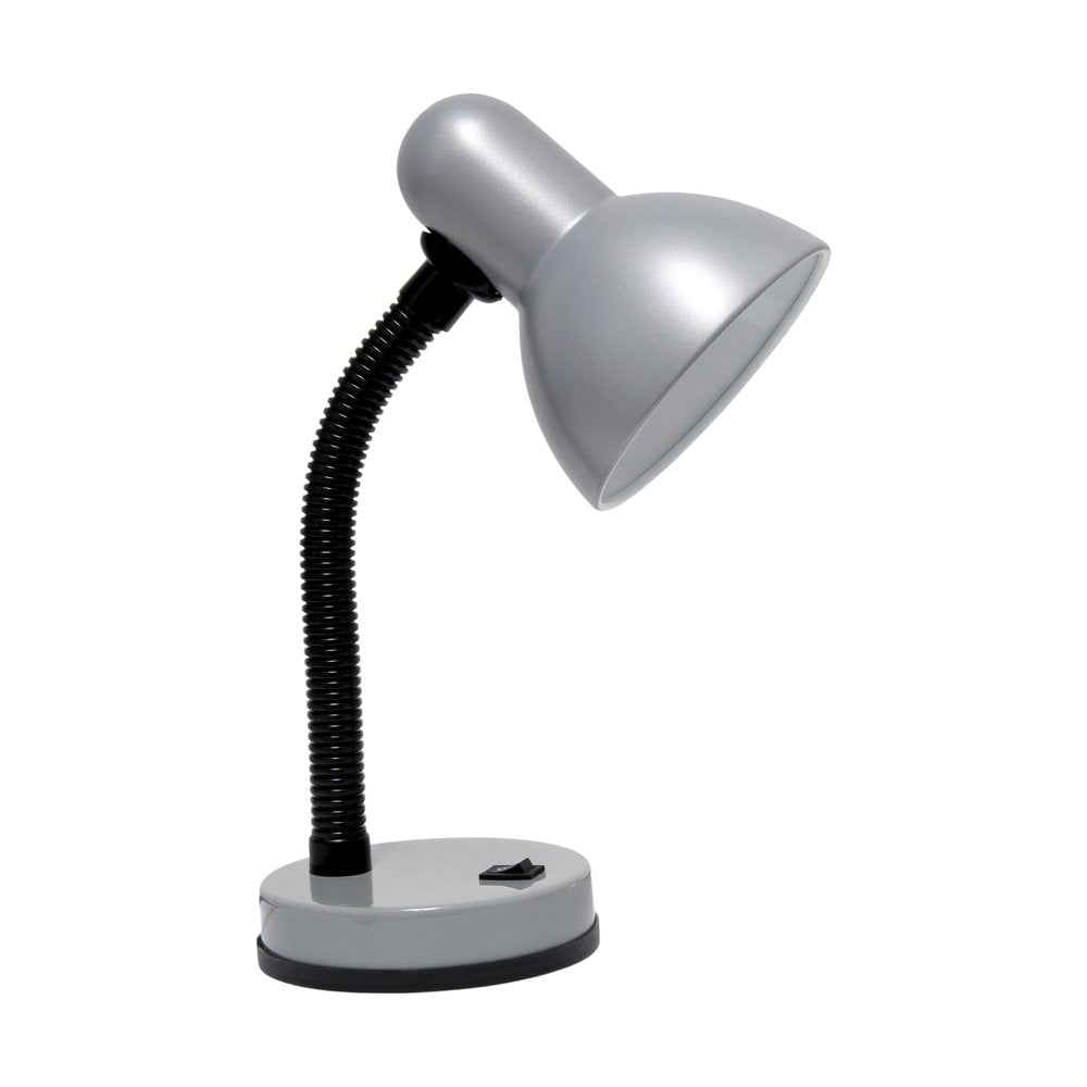 14" Silver Metal Swing Arm Table Lamp LED