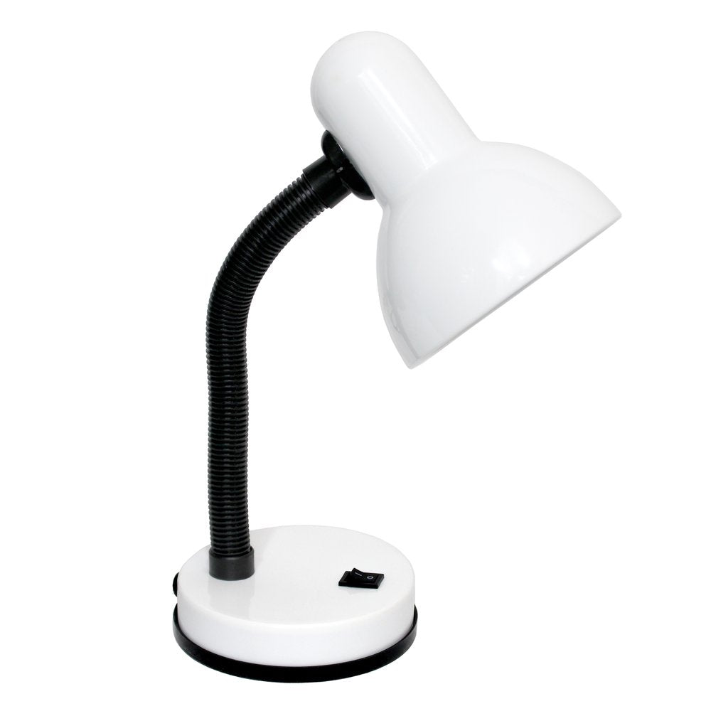 14" White Metal Swing Arm Table Lamp LED