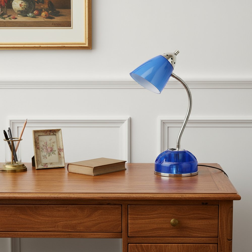 20" Blue Swing Arm Table Lamp