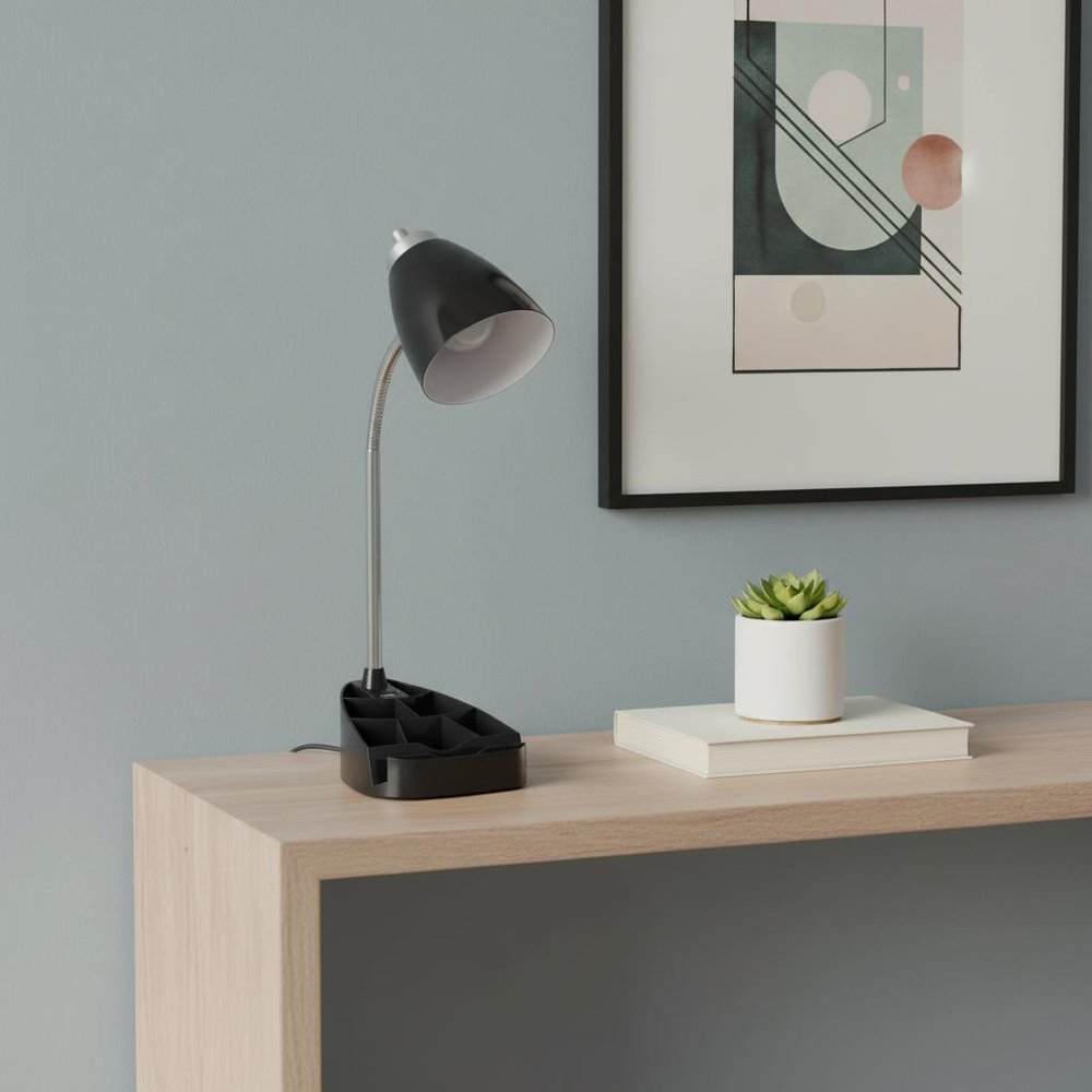 19" Black Swing Arm USB Table Lamp