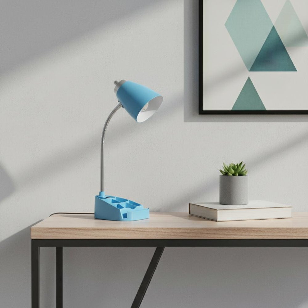 19" Blue Swing Arm USB Table Lamp