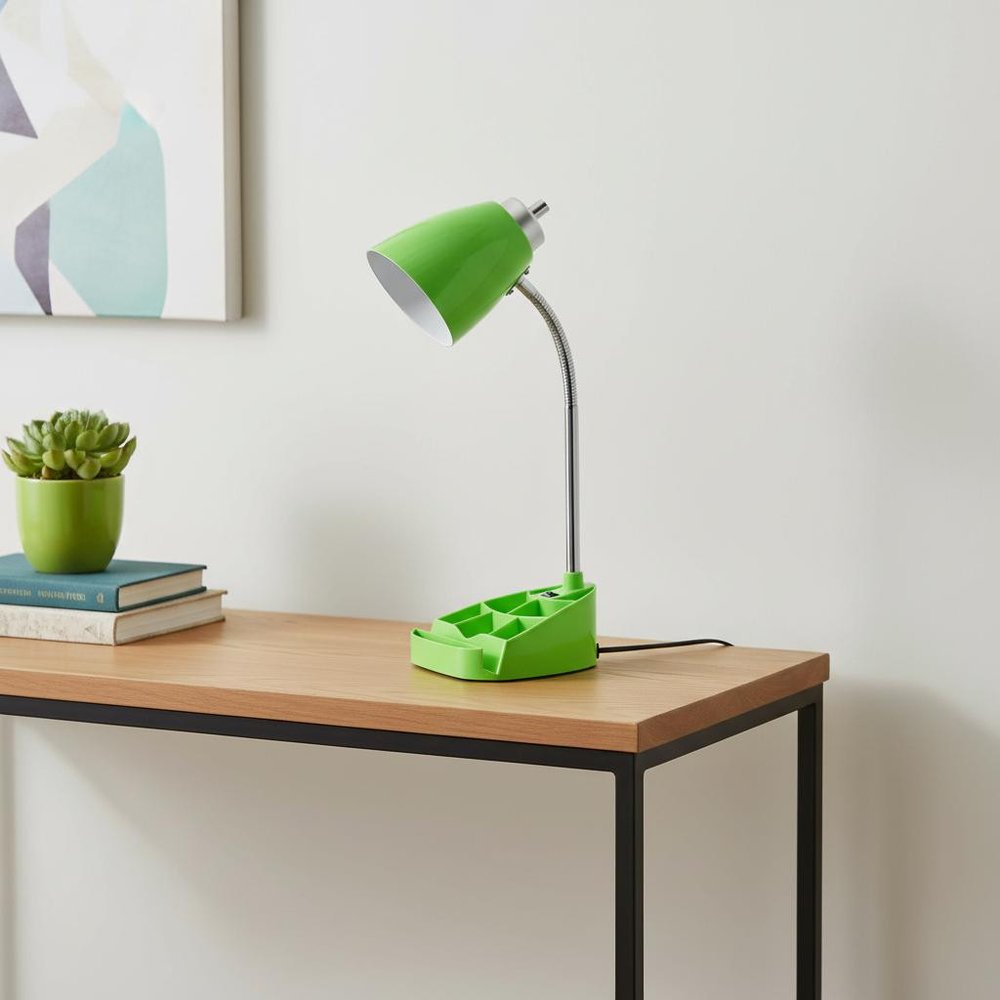 19" Green Swing Arm USB Table Lamp