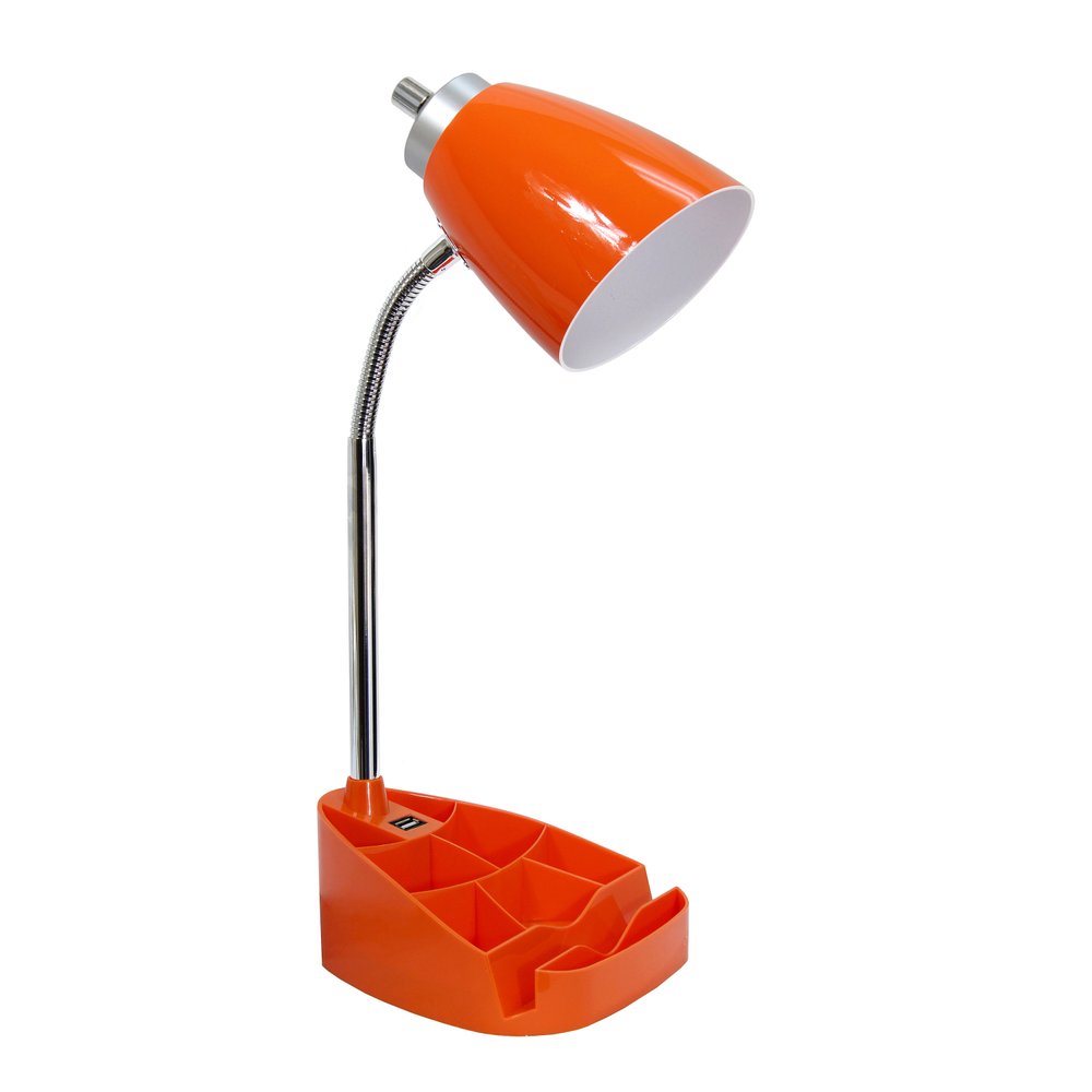19" Orange Swing Arm USB Table Lamp