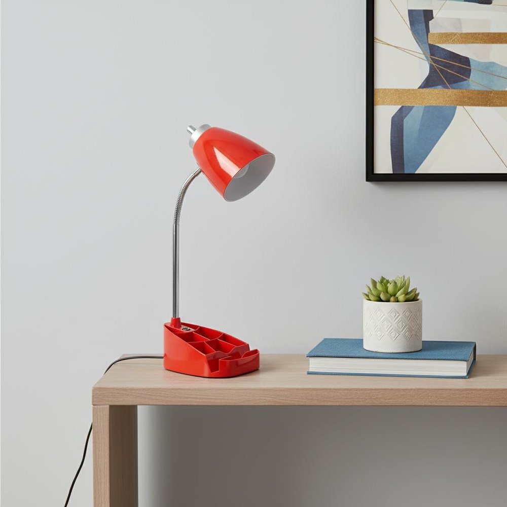 19" Red Swing Arm USB Table Lamp