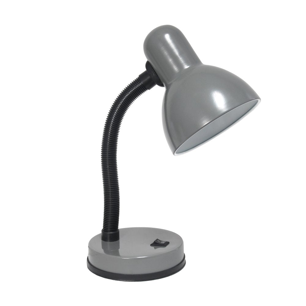 14" Gray Metal Swing Arm Table Lamp