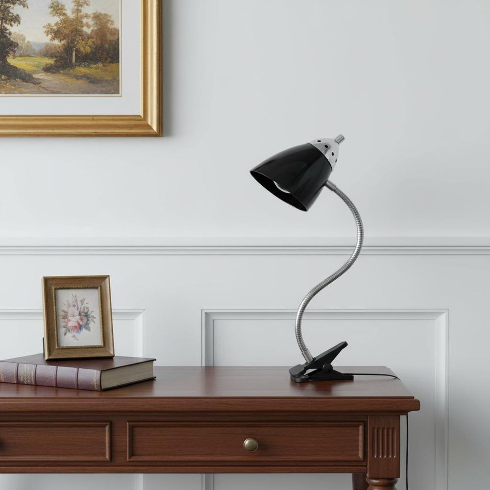 18" Black Swing Arm Table Lamp LED