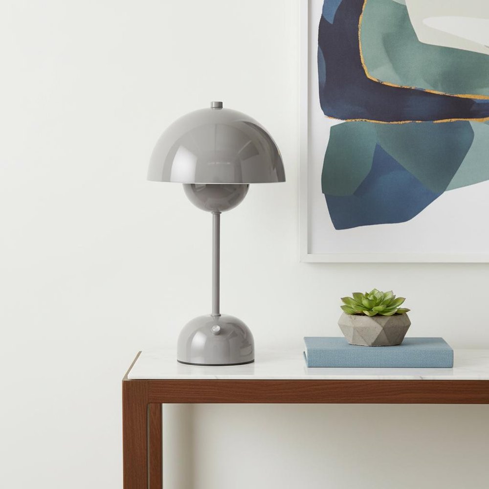 12" Gray Metal Table Lamp