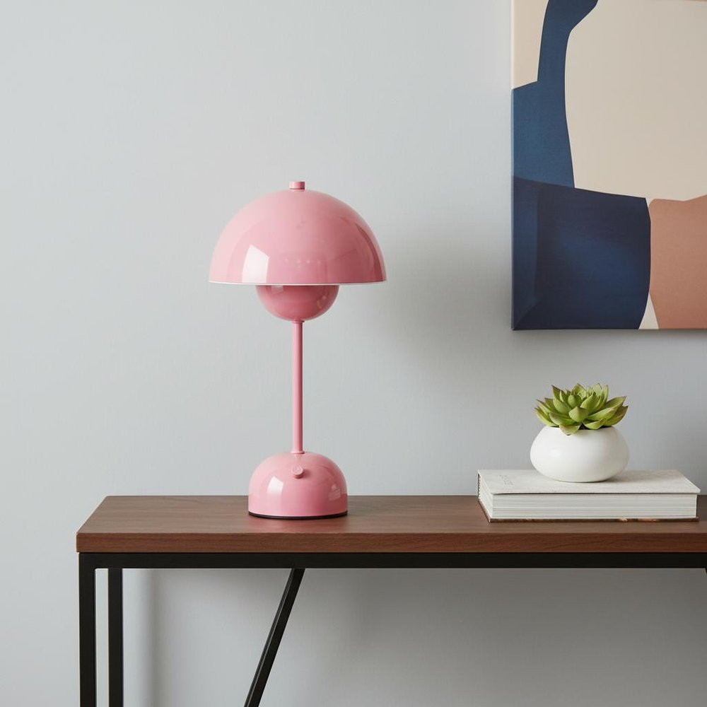 12" Light Pink Metal Table Lamp