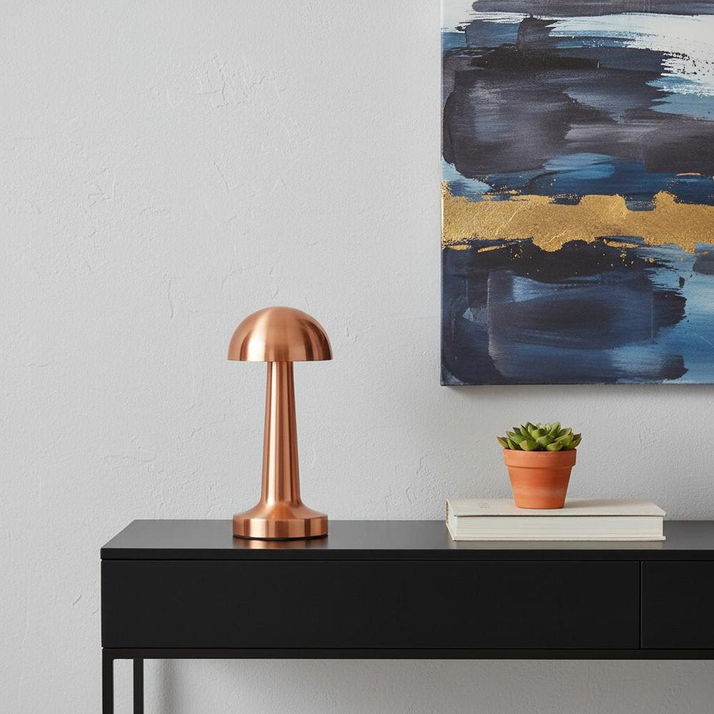 9" Copper Metal Lighthouse Table Lamp