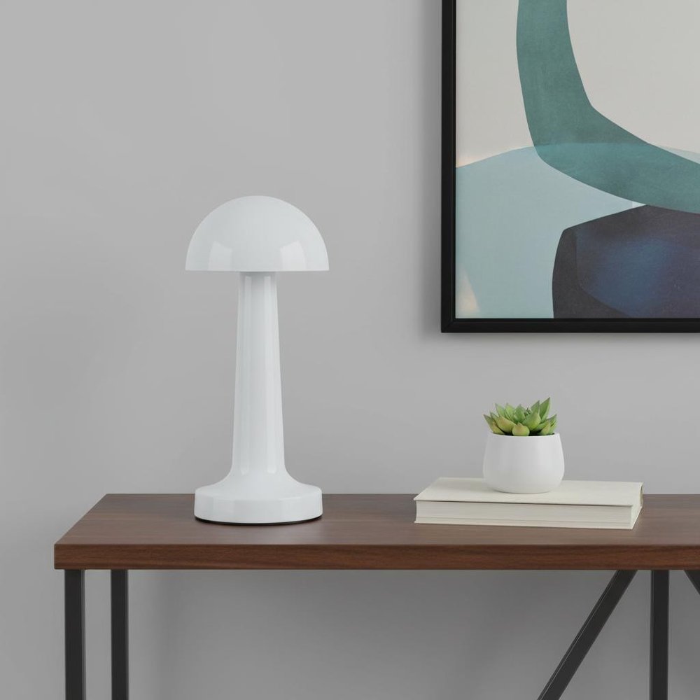 9" White Metal Lighthouse Table Lamp