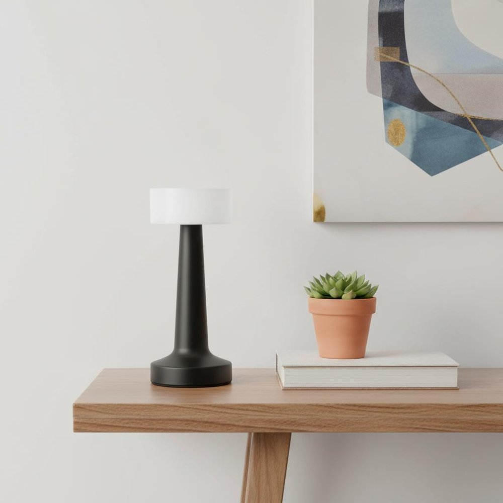 9" Black Metal Lighthouse Table Lamp