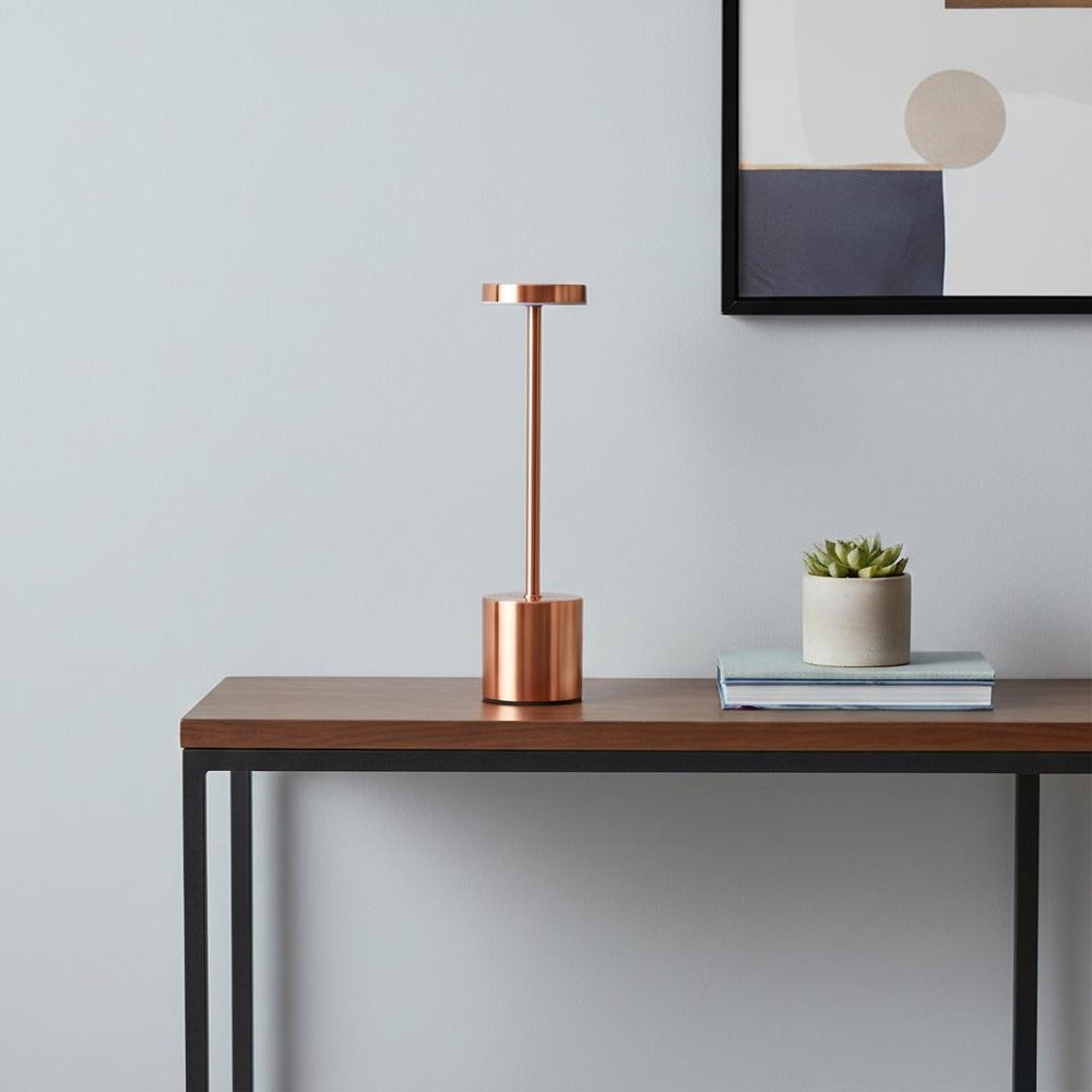 13" Copper Metal Table Lamp