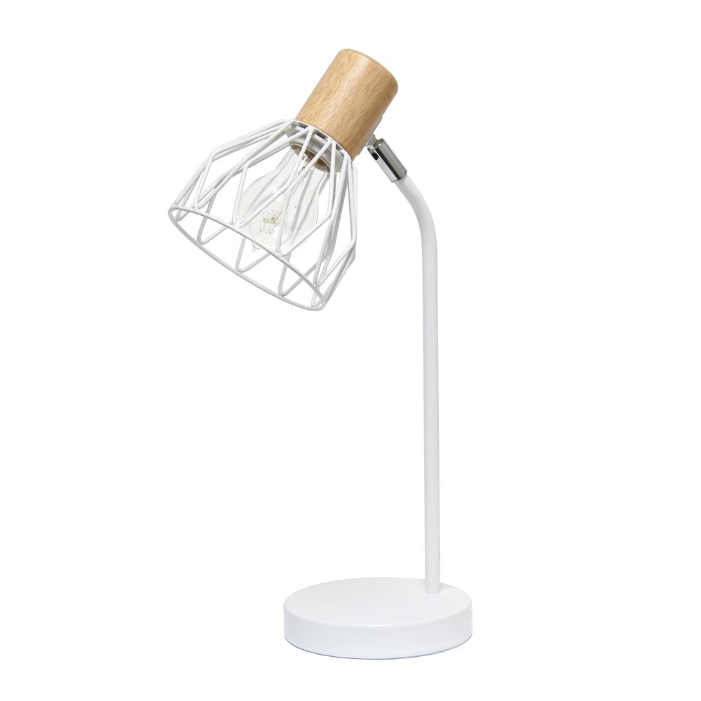 18" White Iron Table Lamp With White Globe Shade