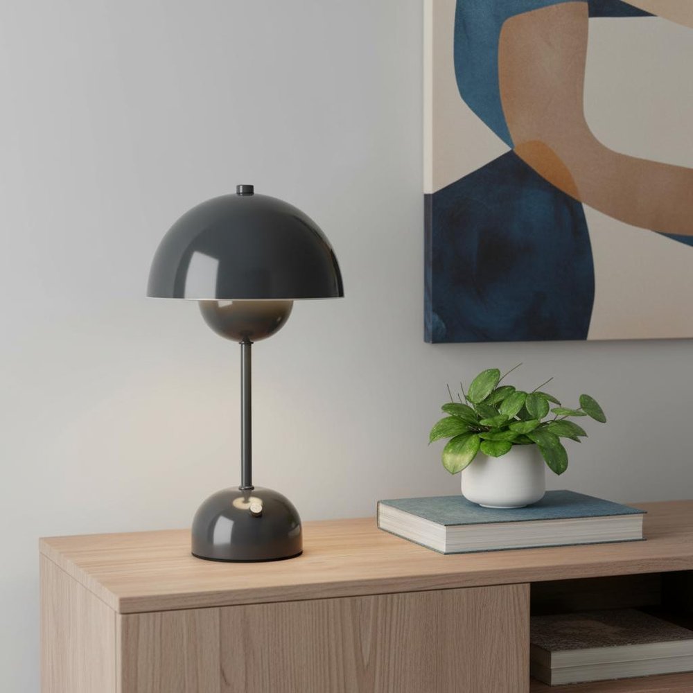 12" Black Metal Table Lamp