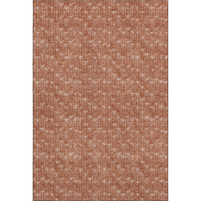 9' X 12' Terra Cotta And Ivory Geometric Washable Area Rug With UV Protection HomeRoots