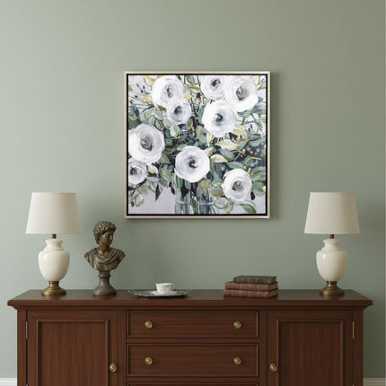 White Rose Parade Silver Floater Frame Wall Art HomeRoots