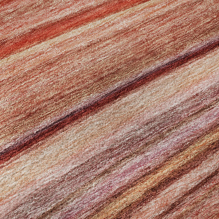 9' X 12' Terra Cotta Blue And Ivory Striped Washable Area Rug With UV Protection HomeRoots