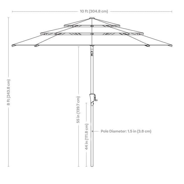 96" Dark Blue Polyester Octagonal Tilt Lighted Market Patio Umbrella
