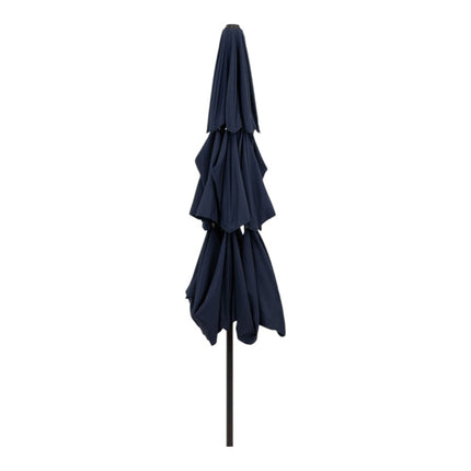 10' Dark Blue Polyester Octagonal Tilt Lighted Market Patio Umbrella HomeRoots