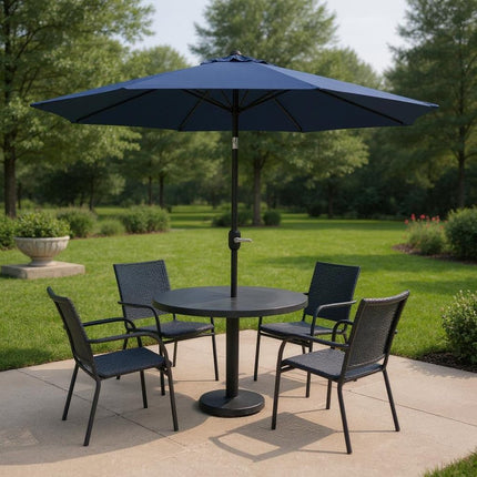 9' Dark Blue Polyester Octagonal Tilt Market Patio Umbrella HomeRoots