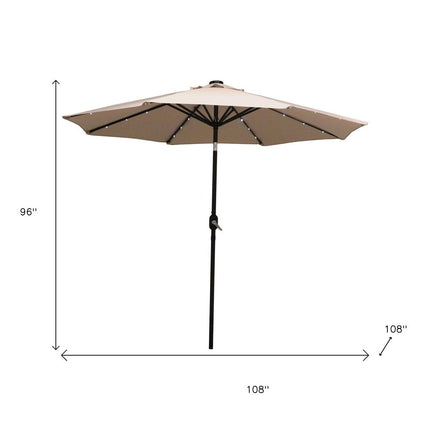 96" Beige Polyester Octagonal Tilt Lighted Market Patio Umbrella