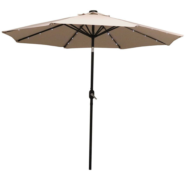 9' Beige Polyester Octagonal Tilt Lighted Market Patio Umbrella HomeRoots