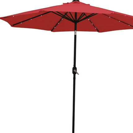 9' Red Polyester Octagonal Tilt Lighted Market Patio Umbrella HomeRoots
