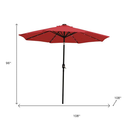 96" Red Polyester Octagonal Tilt Lighted Market Patio Umbrella