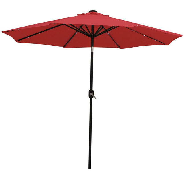 96" Red Polyester Octagonal Tilt Lighted Market Patio Umbrella