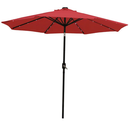9' Red Polyester Octagonal Tilt Lighted Market Patio Umbrella HomeRoots