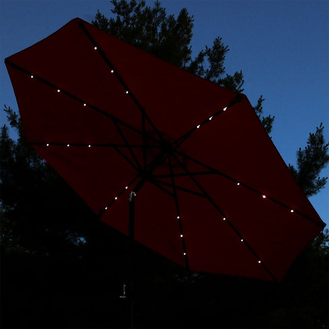 9' Orange Polyester Octagonal Tilt Lighted Market Patio Umbrella HomeRoots
