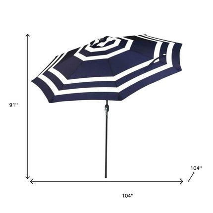9' Dark Blue Polyester Octagonal Tilt Market Patio Umbrella HomeRoots