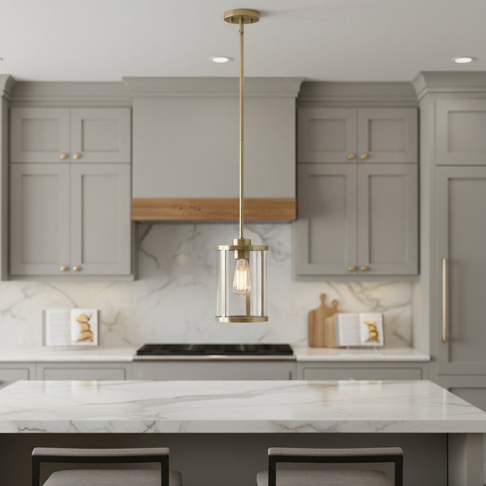 Antiqued Brass Cylinder Iron Ceiling Light With Antiqued Brass Shades