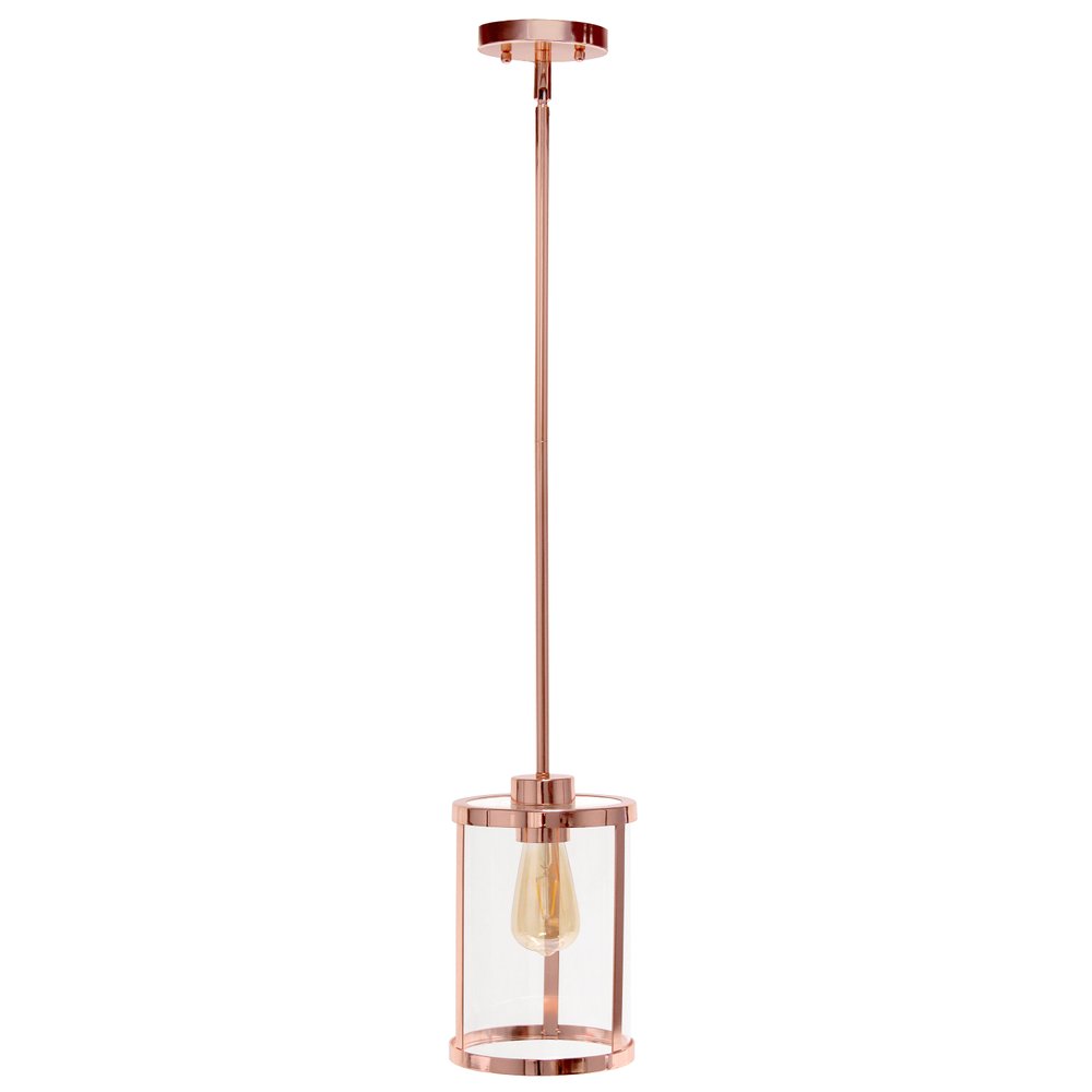 Rose Gold Cylinder Iron Ceiling Light With Rose Gold Shades