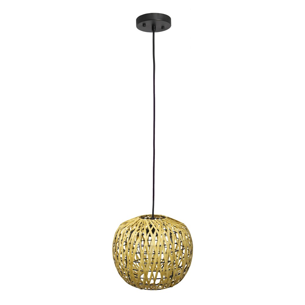 Natural And Black Hemp Ceiling Light With Natural Shades