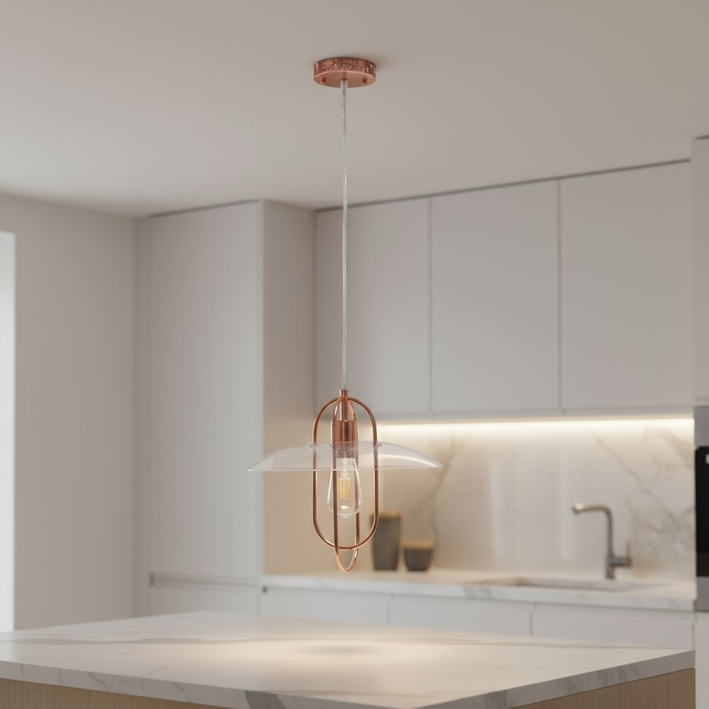 Rose Gold And Clear Simple Iron Ceiling Light With Clear Shades