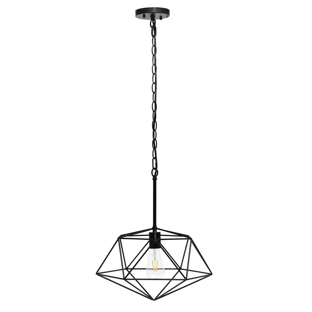 Black Caged Iron Ceiling Light With Rose Gold Shades