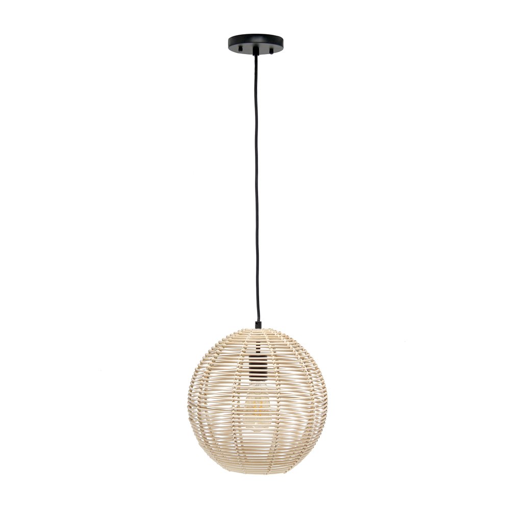 Natural Sphere Rattan Ceiling Light With Natural Shades
