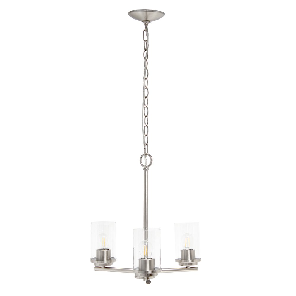Nickel And Clear Chandelier Three Light Iron Ceiling Light With Clear Shades