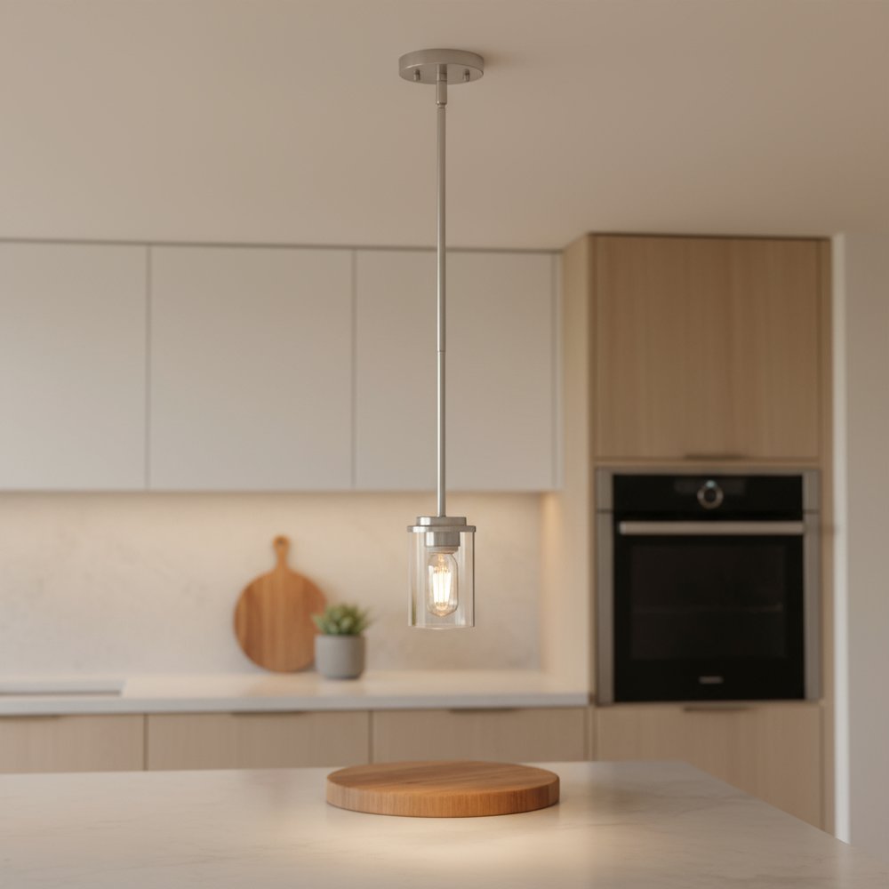 Nickel And Clear Cylinder Iron Ceiling Light With Clear Shades