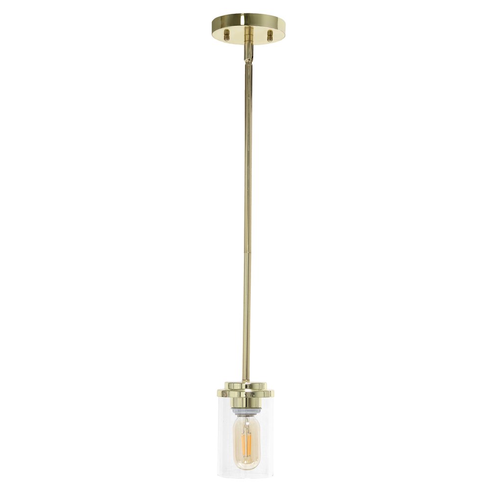 Gold And Clear Cylinder Iron Ceiling Light With Clear Shades
