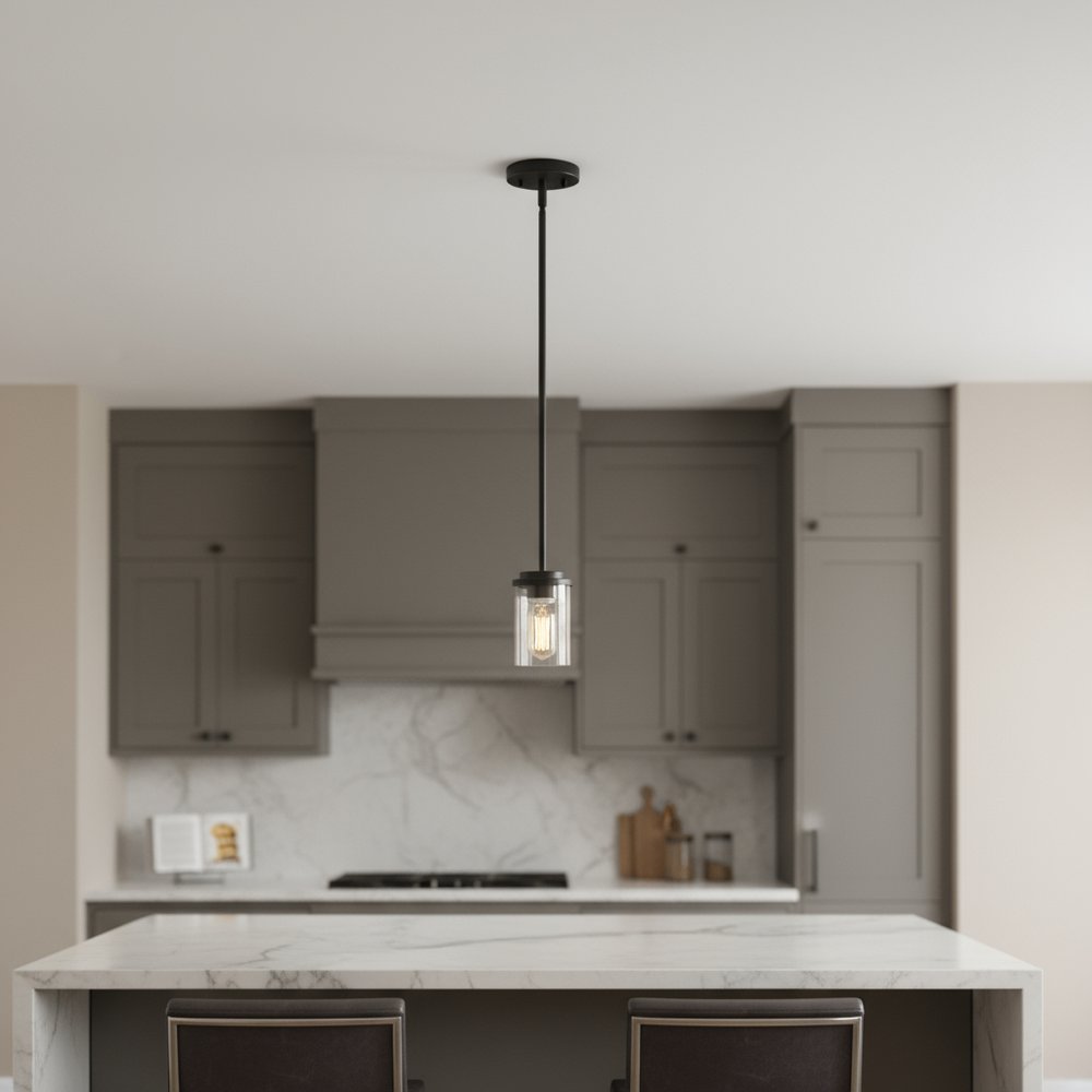 Bronze And Clear Cylinder Iron Ceiling Light With Clear Shades