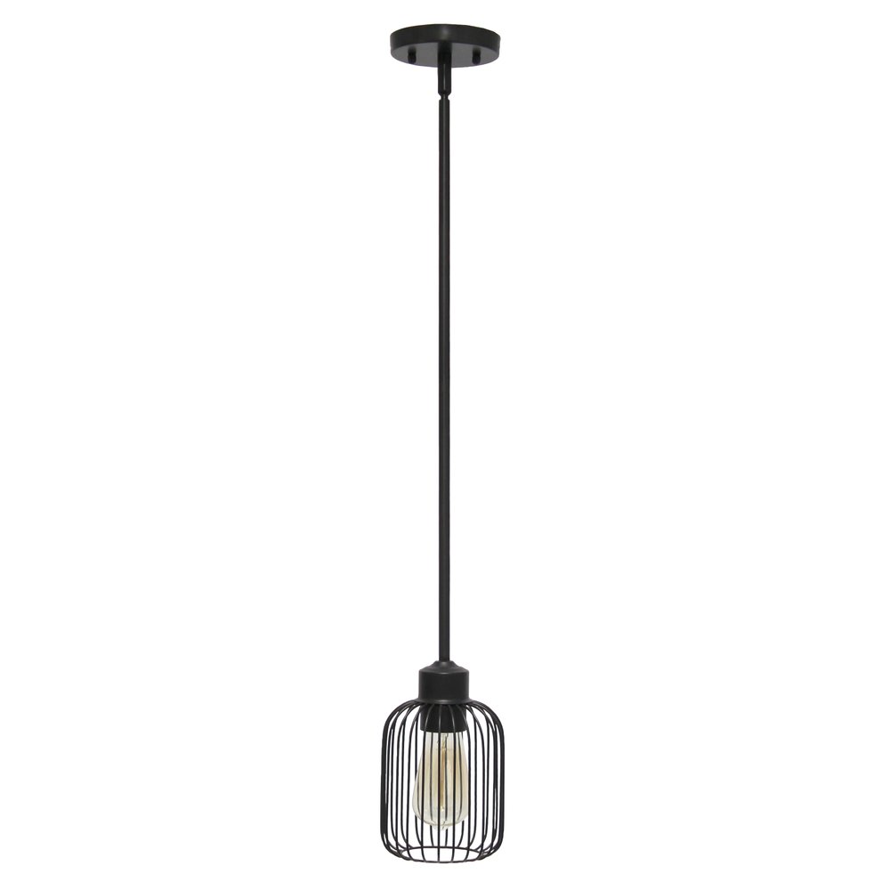 Black Caged Iron Ceiling Light With Black Shades