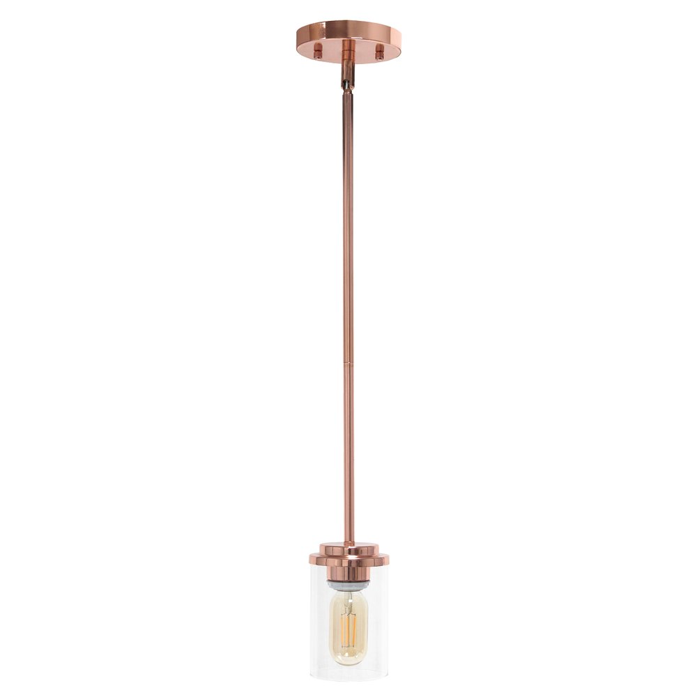 Rose Gold And Clear Cylinder Iron Ceiling Light With Clear Shades